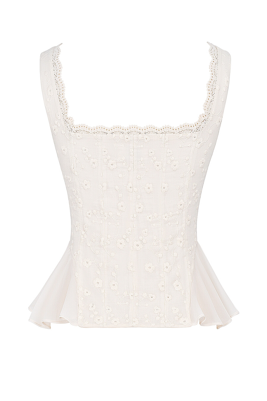 vintage cream cotton broderie anglais peplum top