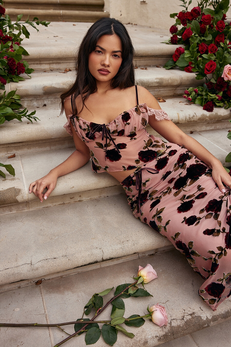 dammig rosa devore-topp