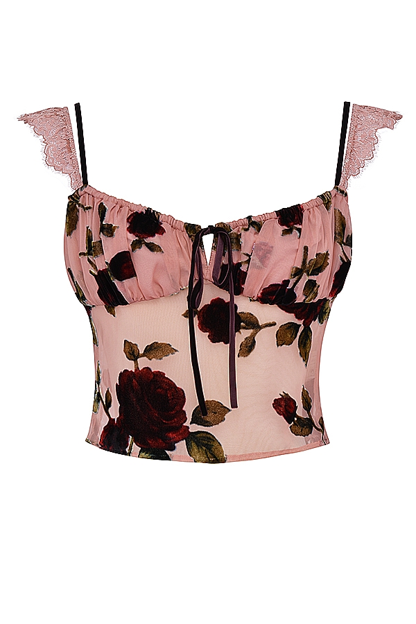 dammig rosa devore-topp