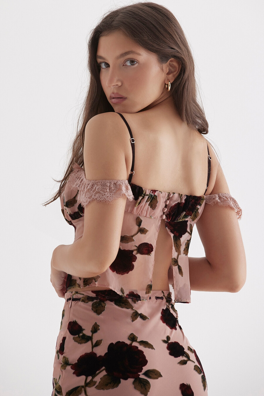 dammig rosa devore-topp