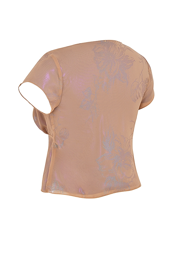 shimmer cafe au lait tie front top