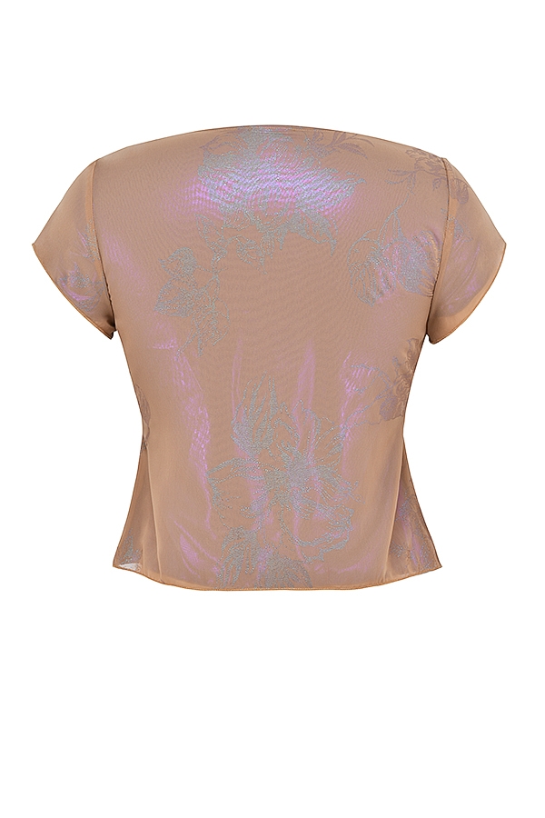 shimmer cafe au lait tie front top
