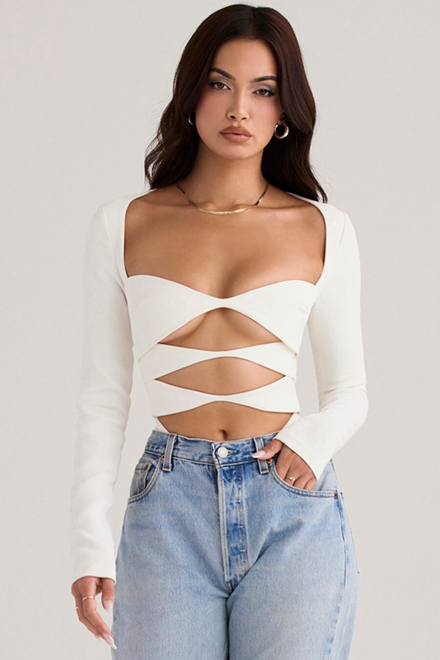 vit utskuren bodysuit