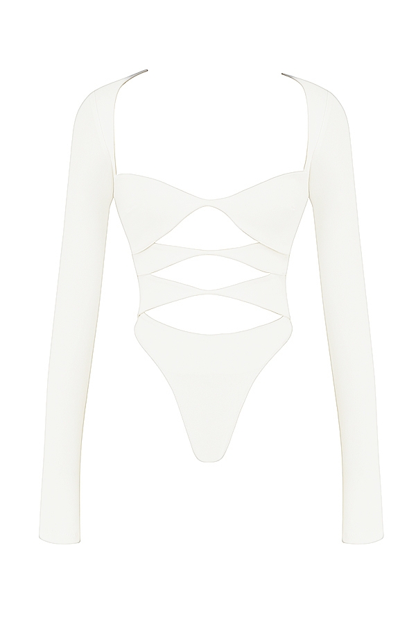 vit utskuren bodysuit