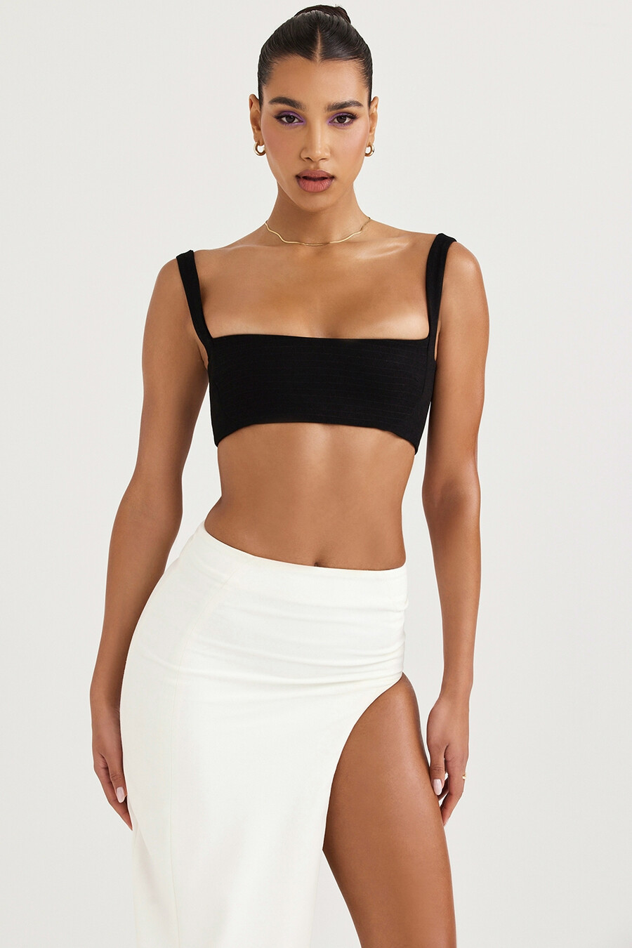 svart plisserad bandeau-topp