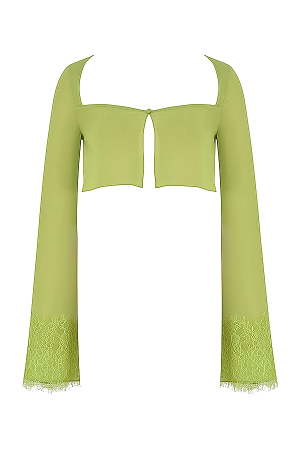 limegrön georgette cropped topp