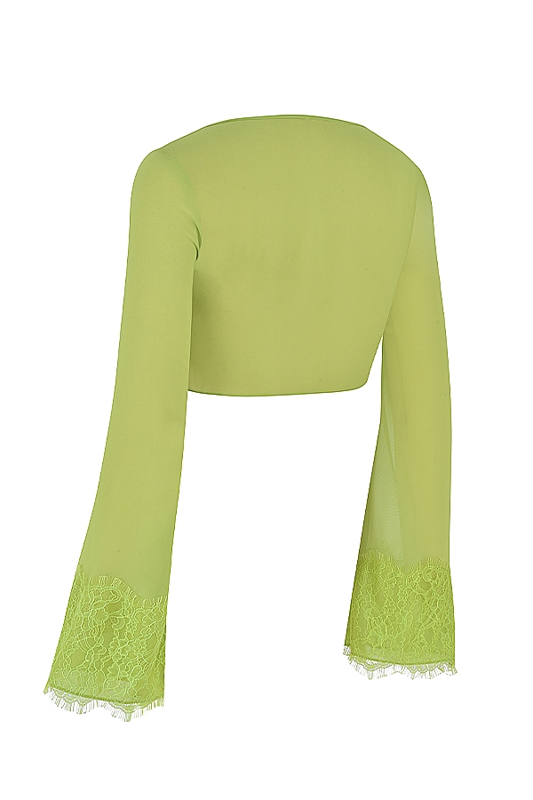 limegrön georgette cropped topp