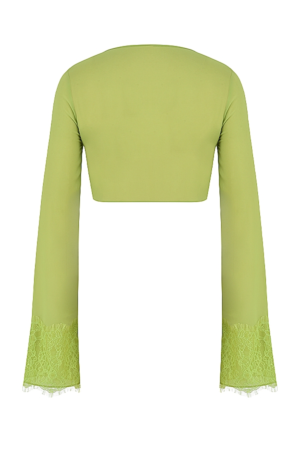limegrön georgette cropped topp