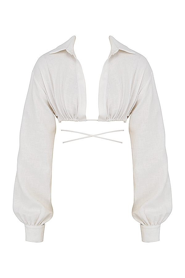 off white omlottskjorta med kort Ärm