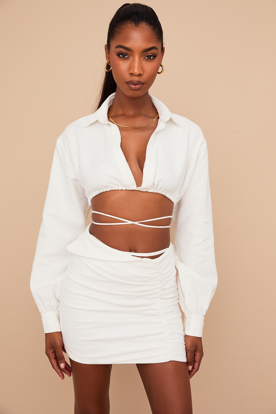 off white omlottskjorta med kort Ärm