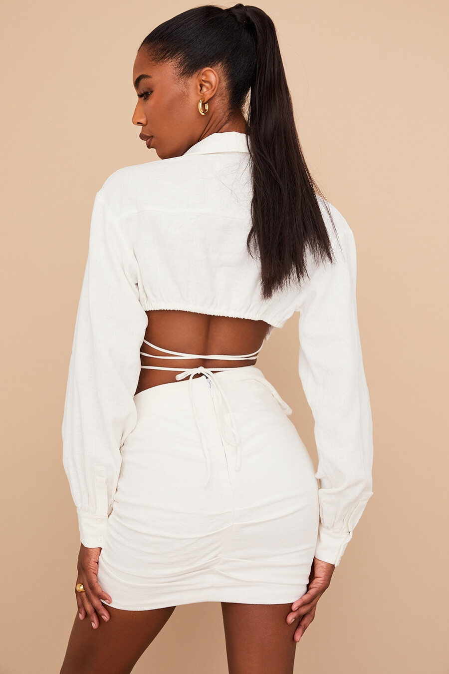 off white omlottskjorta med kort Ärm