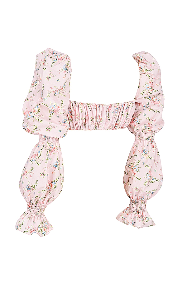 rosa blommig rynkad bralettetopp