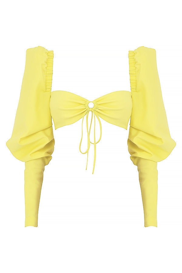 mistress rocks – citronfärgad puffärm – croppad topp